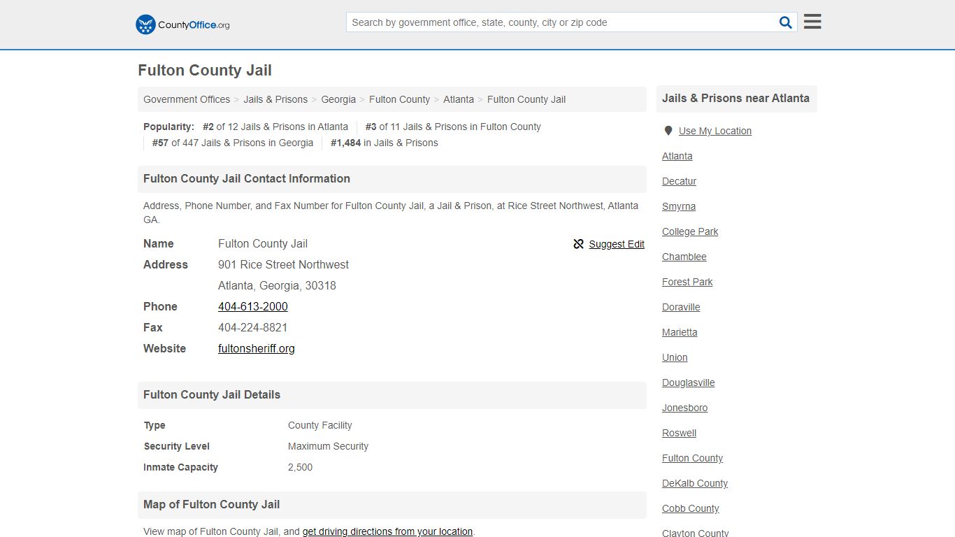 Fulton County Jail - Atlanta, GA (Address, Phone, and Fax)